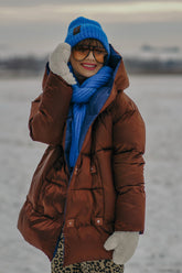 Alaska Skořicový Oboustranný Zimní Kabát